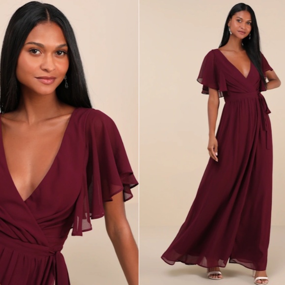 Lulus Dresses & Skirts - LULU's Elegant Prom Wedding Bridesmaid Sexy Sophisticated Romantic Wrap Maxi